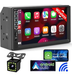 Radio 7" IPS Screen for Car Audio Receivers, Bluetooth 5.1 Car Play Android Auto Touchscreen,Backup Camer