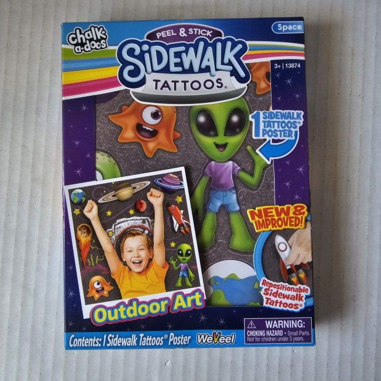 Peel & Stick Space Sidewalk Tattoos NEW