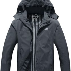 OTU Men's Lightweight Waterproof Hooded Rain Jacket