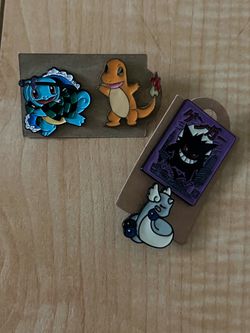 Pokemon Metal Pins Gengar Dragonair Squirtle Charmander New Lot Of 4