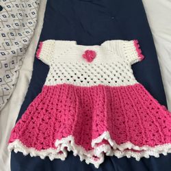  Beautiful handmade crochet baby girl dress age 6 - 9 months 