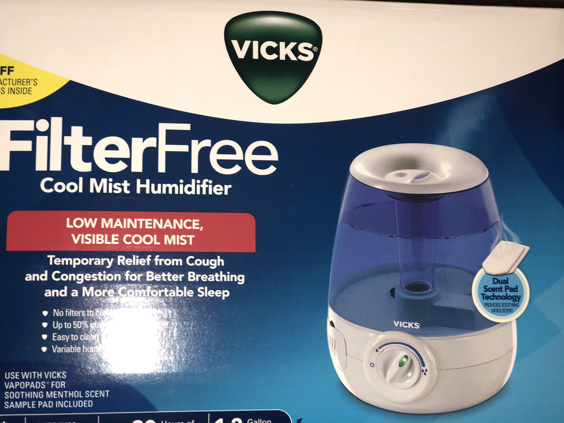 Filter free cool mist humidifier