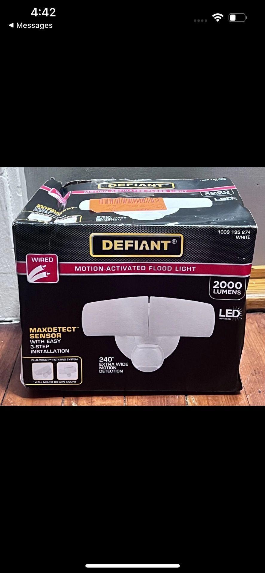 Defiant MaxDetect 240° White Motion Sensor Wired Outdoor LED Security Light
