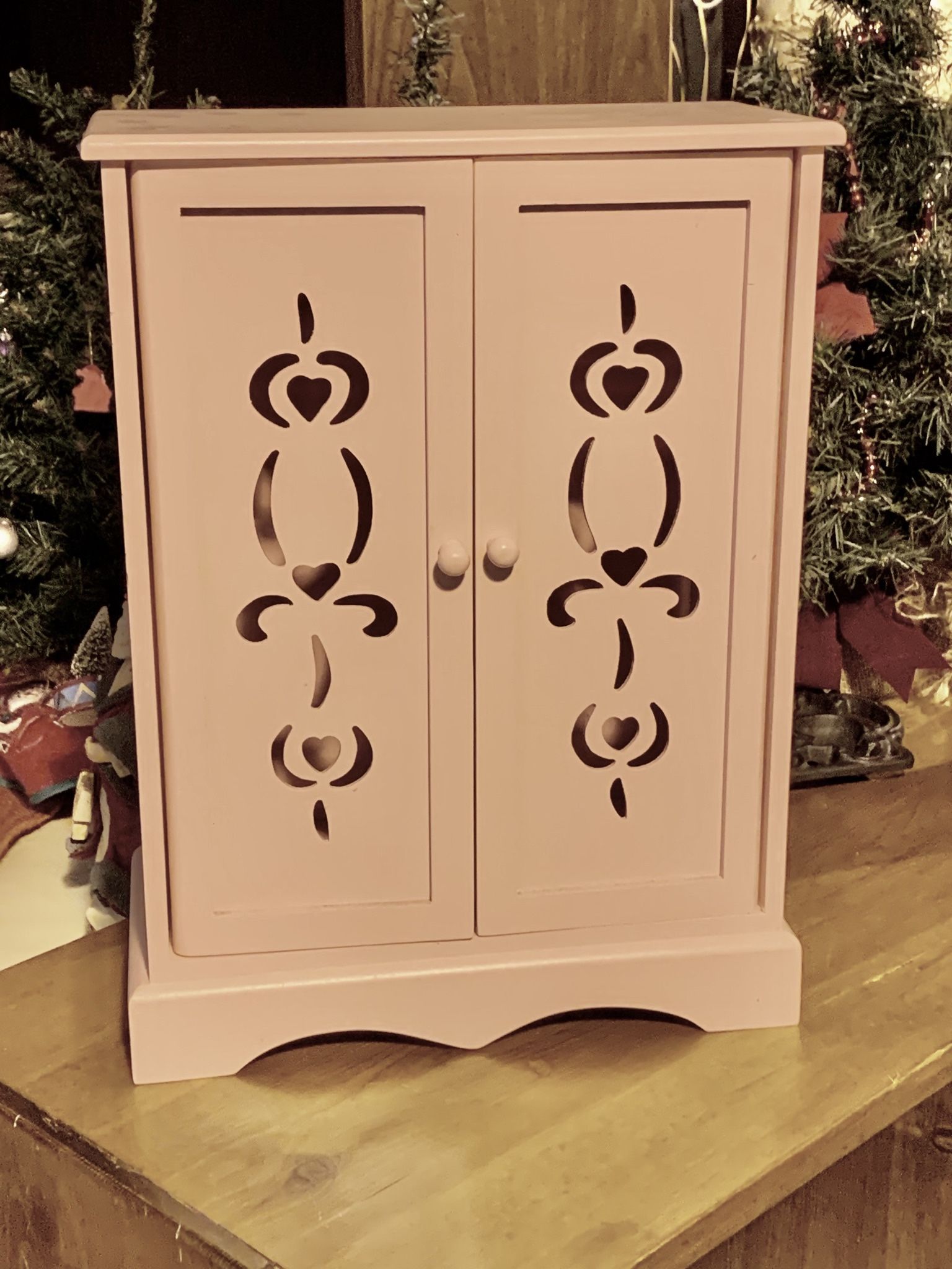Pink Wooden Jewelry Box, Necklace Holder