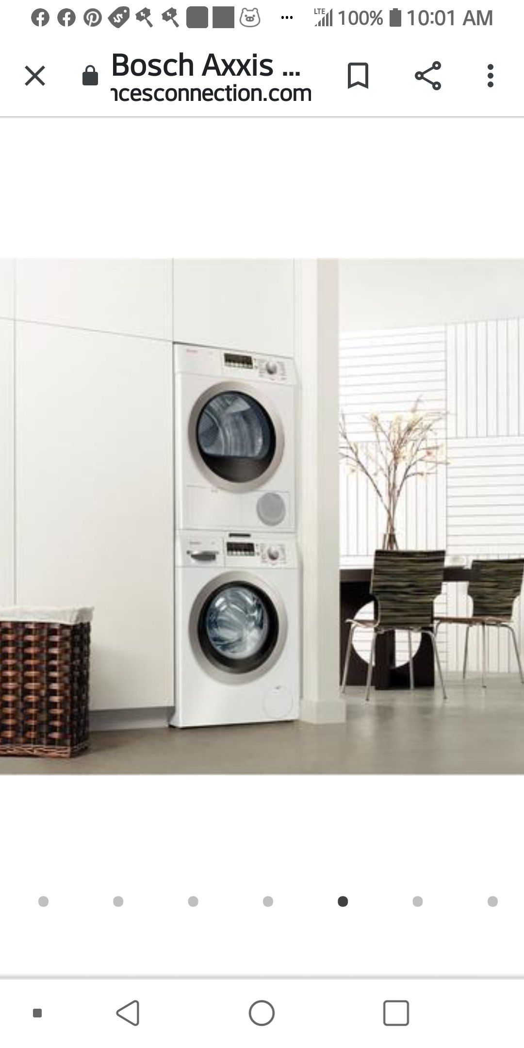 Bosch Large capacity stackable or side by side washer and dryer