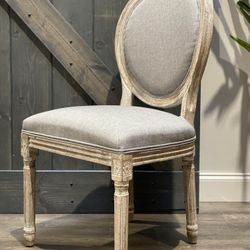 {ONE} Vicente Side Chair in light Gray French country style. Would work as a great desk chair or corner chair! MSRP $313. Our price $148 + sales tax 