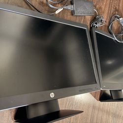 HP WINDOWS WORK STATION! MONITORS, KEY BOARD, ADAPTER & CABLES