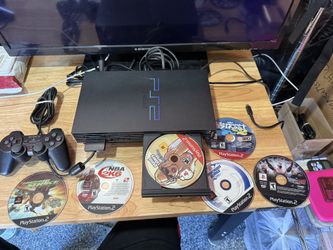 Sony PlayStation 2 PS2 Black Fat Console Model SCPH-39001 W/ 6 Games Controller   The product is a Sony PlayStation 2 original console, complete with 