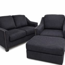 Loveseat & Chair With Ottoman