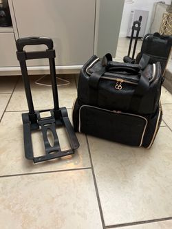 Black Rolling Travel Bag with Luggage Cart