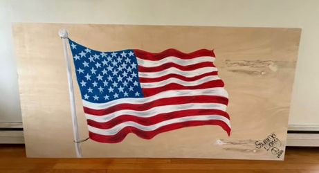 Large 8’ x 4’ Hand Painted Flag on wood panel