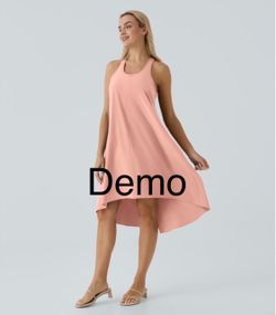 Halara Breezeful™ RacerPocket High Low Flowy Midi Quick Dry Casual Dress (Medium)