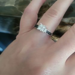 Black Diamond And Diamonds Engagement Ring