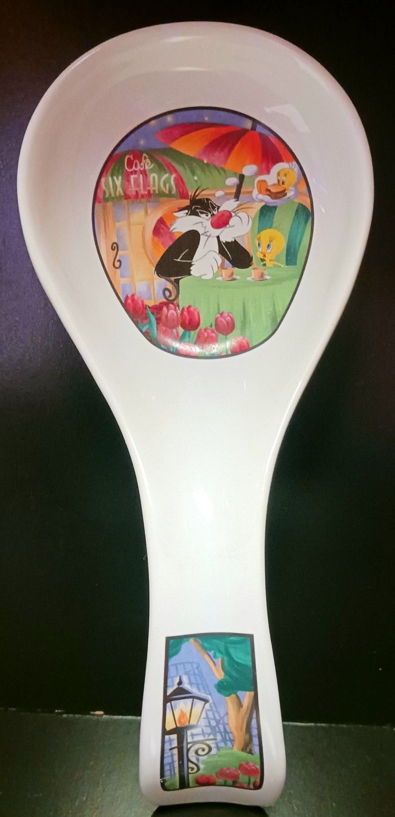Vintage 2000 Y2K Looney Tunes Sylvester Tweety Cafe Six Flags Magic Mountain Collectible Spoon Rest