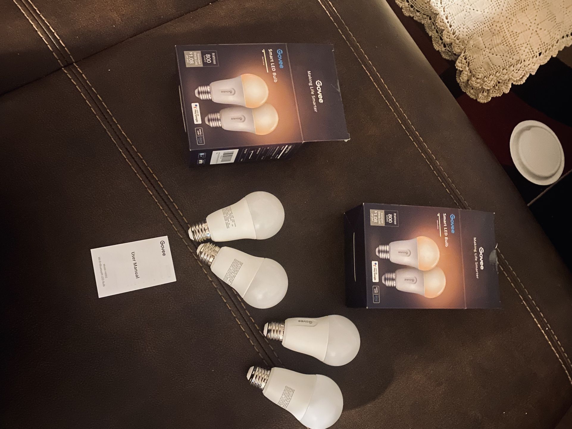 $45-Smart LED light bulbs (opened boxes) X 4 total of them. New but Opened box to look at them then put them in storage because they were extras and f