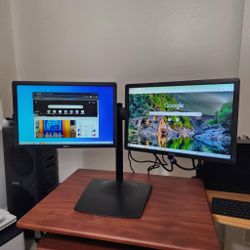 Dual Dell P1913b LED LCD Monitor- 19"  VGA and display port.  Nothing wrong 