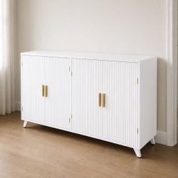 New In Box 47 Inch 4 Doors Sideboard Buffet Modern Contemporary Cabinet Shelf Organizer Furniture 