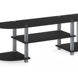 Furinno Turn-S-Tube Wide TV Entertainment Center, Black/Grey & Simple Design Coffee Table, Espresso