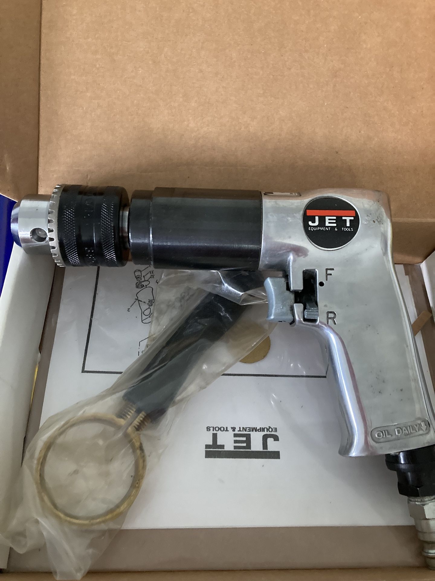 Jet Reversible Air Drill 800 RPM with 1/2” Jacobs Chuck, New