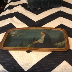 Antique Jesus Litho In Gilt Frame Vintage 40s 50s