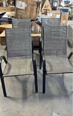 Assembled New Patio Dining Chairs Set of 4 Stackable Dining Chairs Light Gray