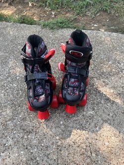 Roller Derby Trac Star Youth Boys Adj Skates 12- 2 Black & Red Indoor Outdoor