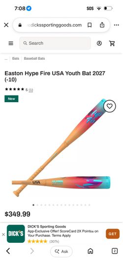 Easton Hype Fire USA Youth Bat 2027 (-10) 28 drop 10 and 30 drop 10  ( 200 each or both for 375
