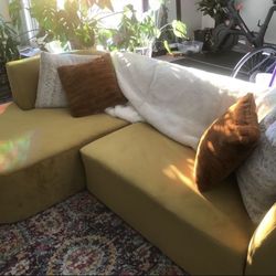 ✨ Two-Piece Yellow Velvet Sectional ✨