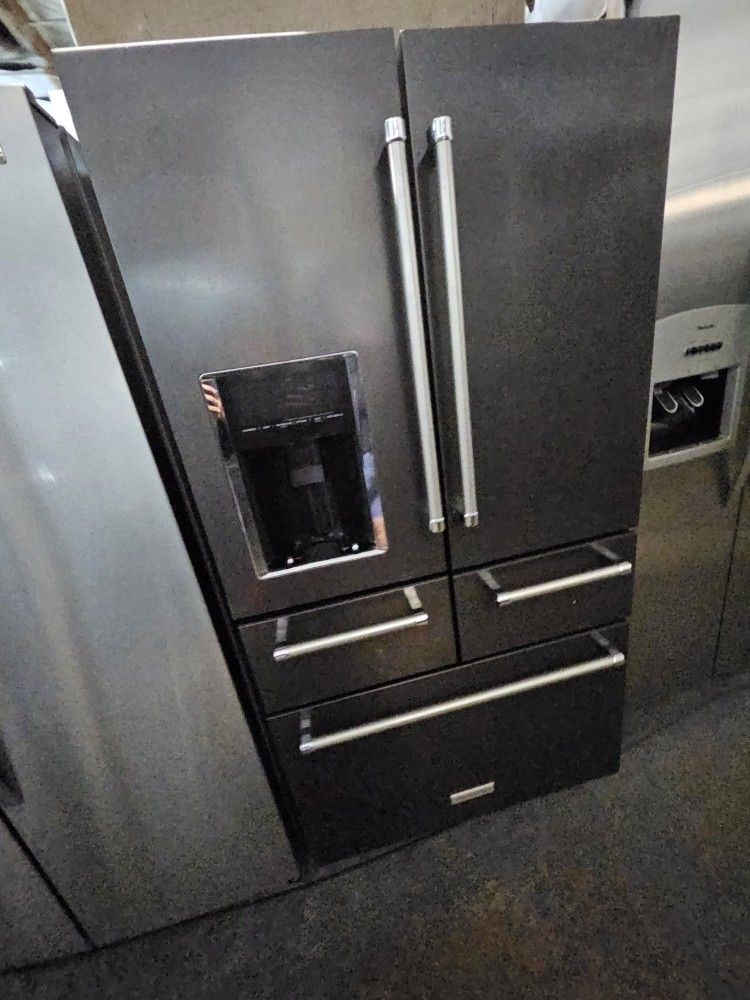 KITCHENAID 5 DOOR BLACK STAINLESS REFRIGERATOR 