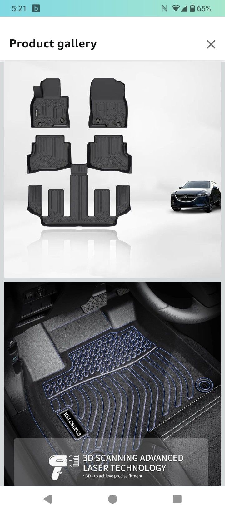 🚗 TPE All-Weather Floor Mats for 2020-2023 Mazda CX9 – $60