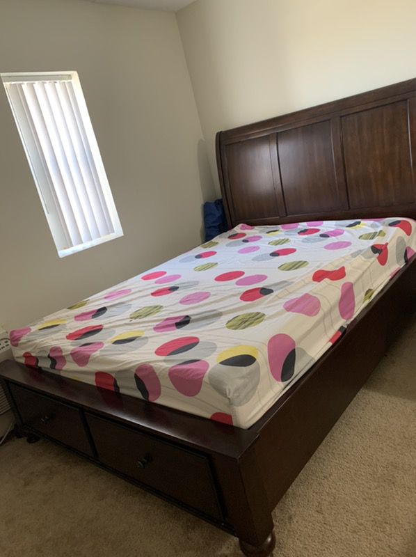 Queen bed frame with headboard
