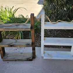 Rustic Hanging Ladder Wall Shelf