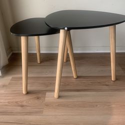 Set of 2 – Nested Triangle Side/End Tables with Wooden Legs
