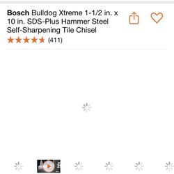 Bosch Bulldog Xtreme 1-1/2 in. x 10 in. SDS-Plus Hammer Steel Self-Sharpening Tile Chisel