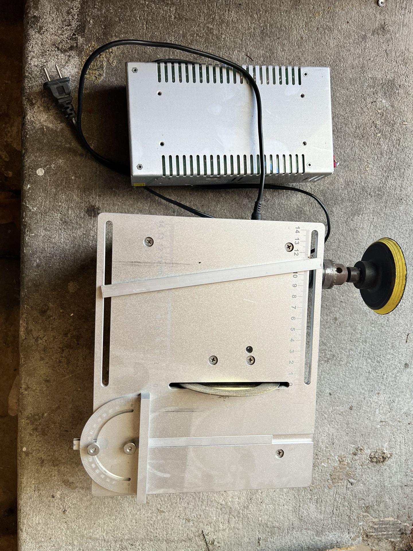 Portable Multifunction Mini Table Saw 360W 10000RPM, 895 Motor for Cutting, 895 Motor for sanding, Infinitely Variable Speed Control for Wood Plastic