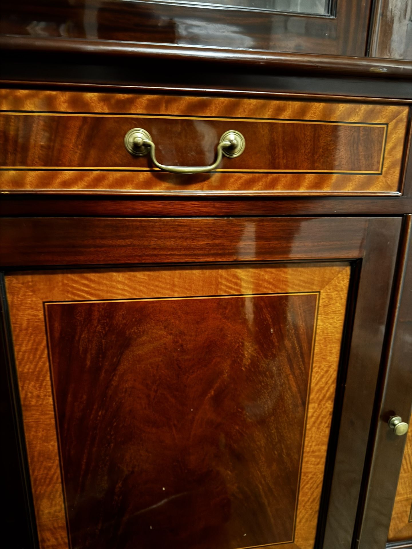 Solid Mahogany China / Bar / Brass & Glass