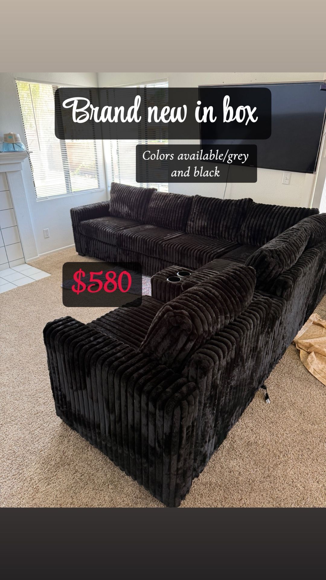 Brand New Sectional In Box / Outlet Connection / Cup Holder