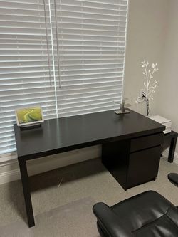 Black Office Desk with Storage