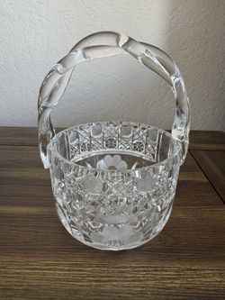 ABP American Brilliant Cut Glass Handled Basket