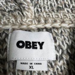 Brand New OBEY zip Up Baja Sweater 