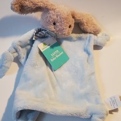 Cute Blue Flat Bunny Plush. Baby Blanket 