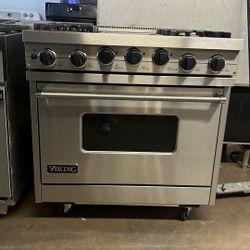 VIKING 36”WIDE DUAL FUEL RANGE STOVE STAINLESS STEEL 
