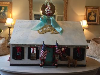 Vintage Doll House Decorated for Christmas