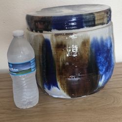 Studio Pottery Drip Glaze Crock Or Planter Pot