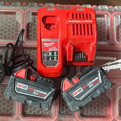 Milwaukee rapid charger and batteries