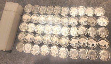 5 Troy Oz Silver (50x 1/10 oz Buffalo Rounds) with Storage Tube