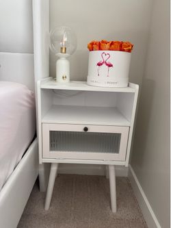 White nightstand with usb and power outlets