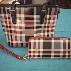 Bucket Style Shoulder Bag With Matching Wristlet 