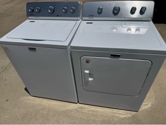 Silver panel Maytag commercial  technology  washer and Maytag commercial technology   dryer electric  large load capacity working perfectly extra for 