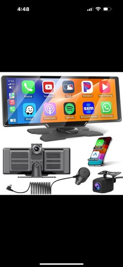 10.2  Inches Dashcam CarPlay Bluetooth Wireless Touchscreen Dual Camera 